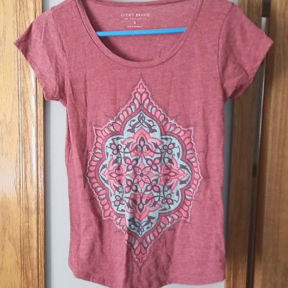 Lucky Brand Mandala Scoop Neck Short Sleeve Shirt